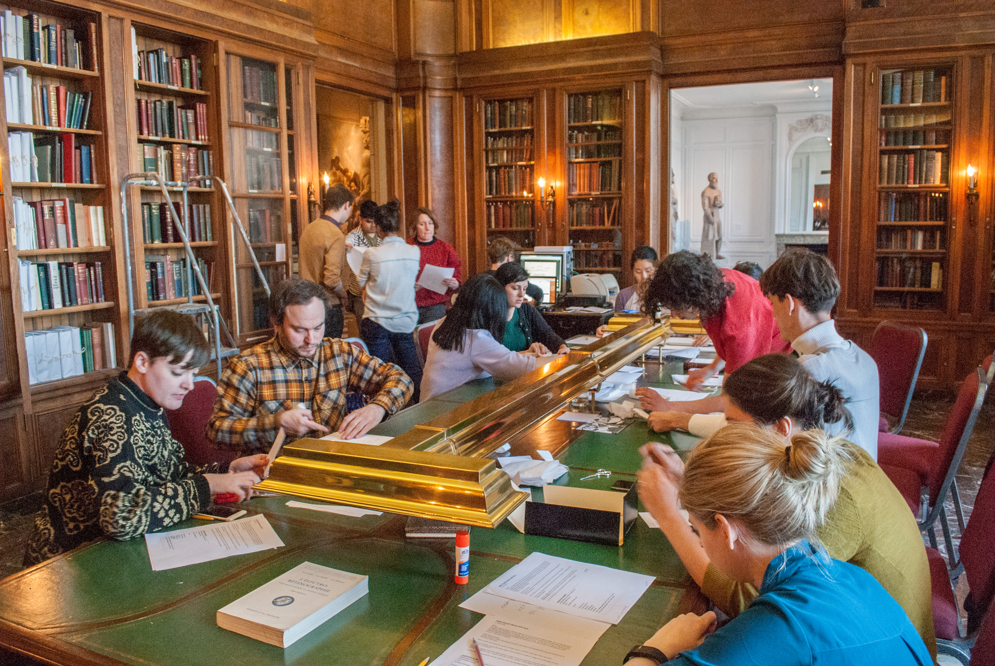 The volunteer team working in the library on April 17, 2016